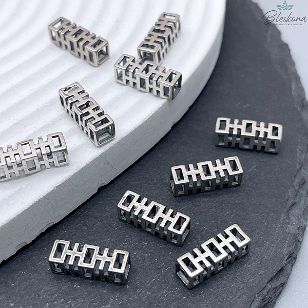 15,1*5 мм Бусина мельхиор Тубочка узор №3 куб