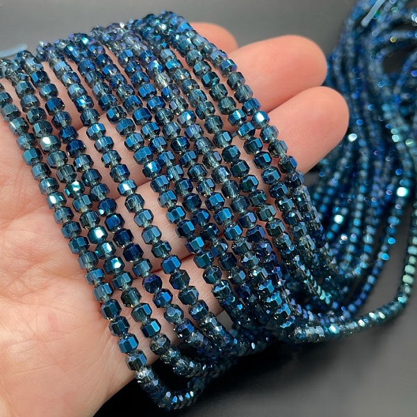 3,5*4 мм Стекло Lux, многогранник, цвет синий