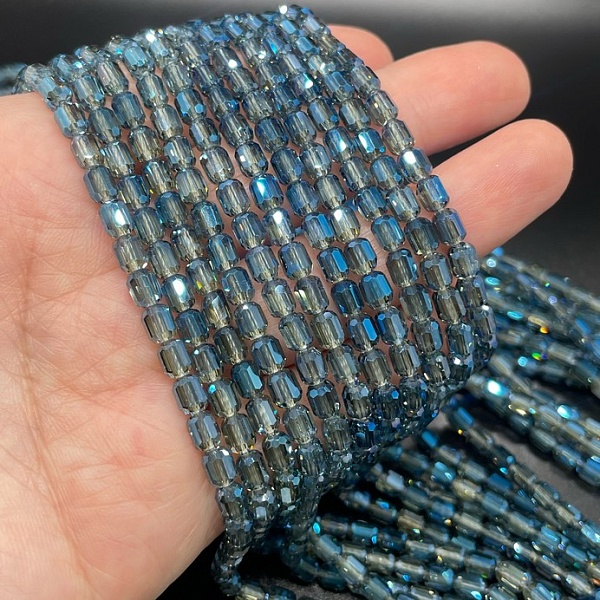 4*5 мм Стекло Lux, цилиндр мини, цвет сине- серый