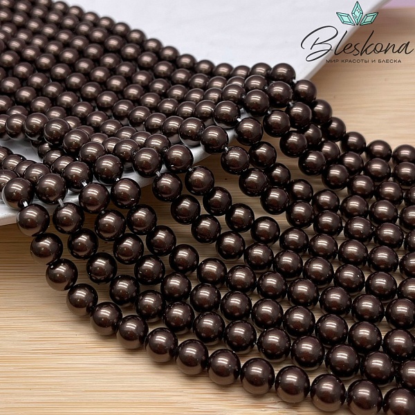 Жемчуг Майорка, цвет коричневый (шоколадный) 8 мм