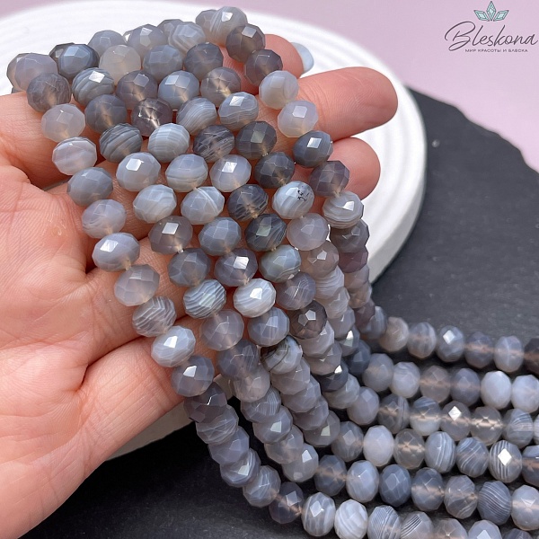 Агат серый рондели огранка 8*6 мм