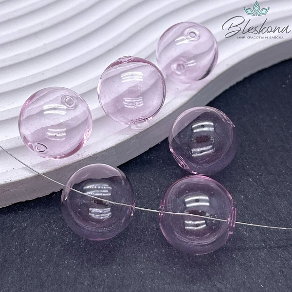 20 мм Бусина шар стекло розовое