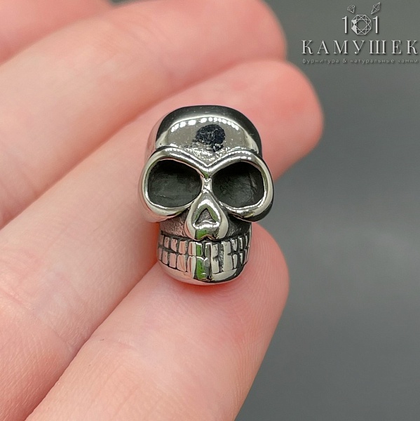 Бусина сталь Череп,цвет серебро  12*17,8мм
