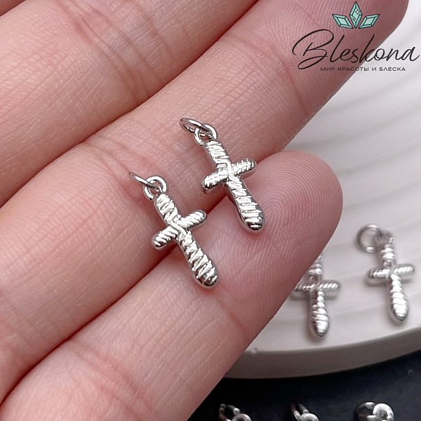 14*7 мм Цвет серебро, Подвеска Крест полосы