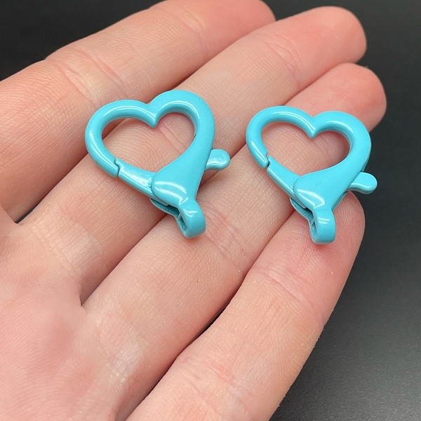 22*26мм , Замок крупный сердце голубая  эмаль 
