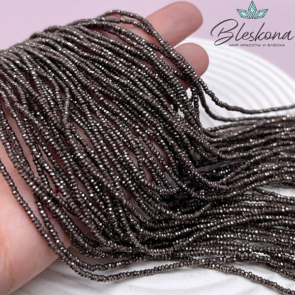 2*1 мм Гематин имитация рондель алмазная огранка, цвет коричневый №1 (шоколадный)