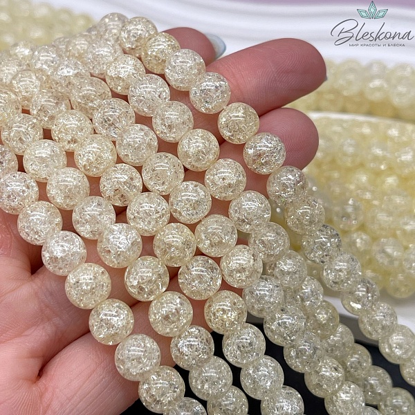 Кварц снежный бледно-желтый (имитация) 8 мм