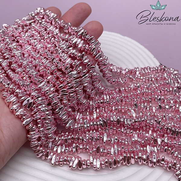 6,5-9 мм Гематин сколы шлифованные, цвет розовый имитация