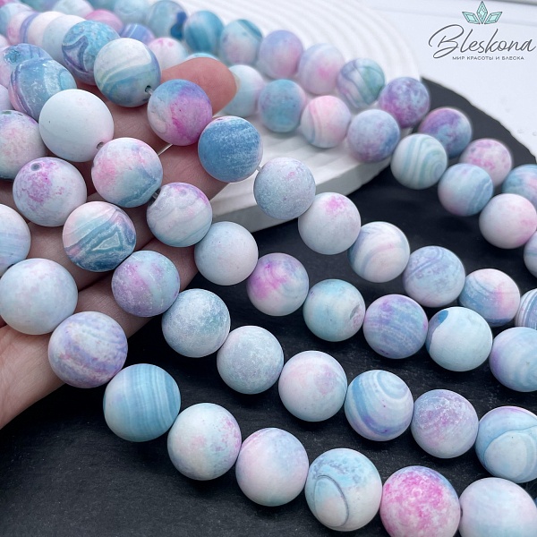 Агат с узором №34 матовый 14 мм