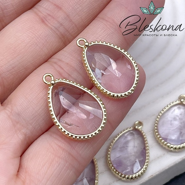 14,4*23мм, цвет золото ,Подвеска капля Лавандовый Аметист
