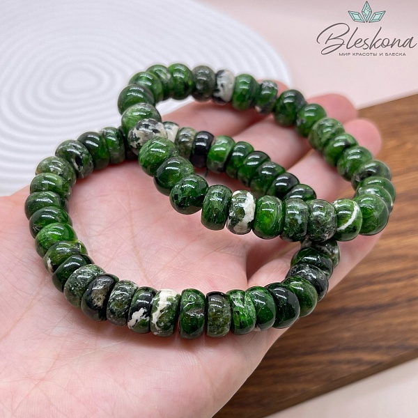 Диопсид рондель 10,5 мм сет 18 см №1