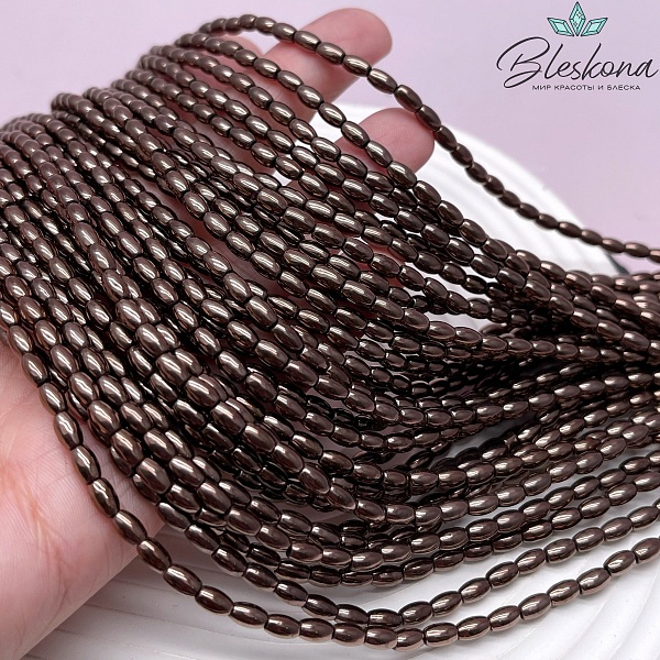 5*3 мм Гематин имитация, Рис коричневый  (шоколадный)