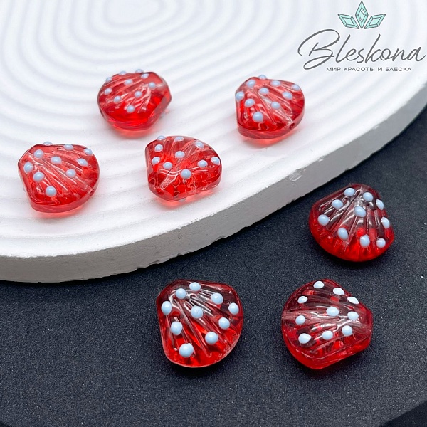 17*18 мм Бусина ракушка красная