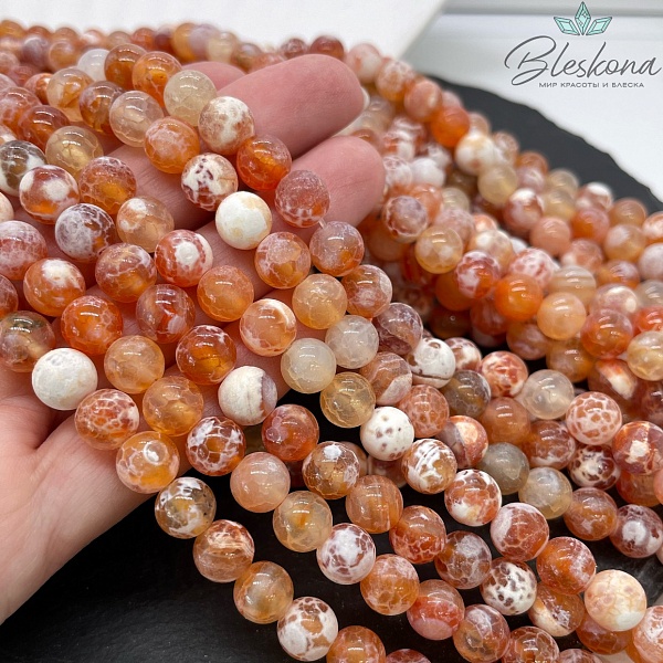 Агат с узором №10 (полуматовый) 8 мм 