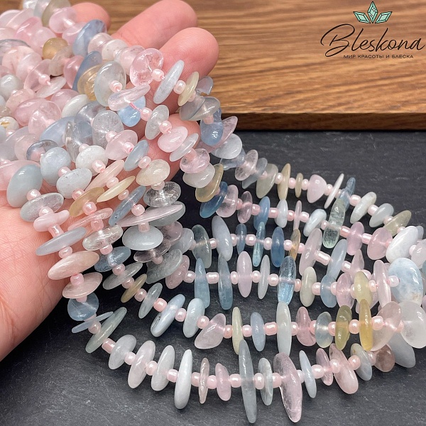 Морганит сколы шлифованные 10-15мм