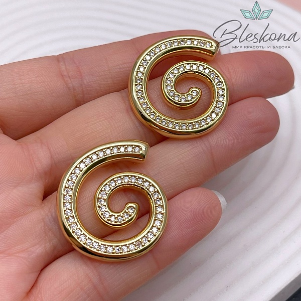 27*25 мм Цвет золото, Подвеска Спираль цирконы 