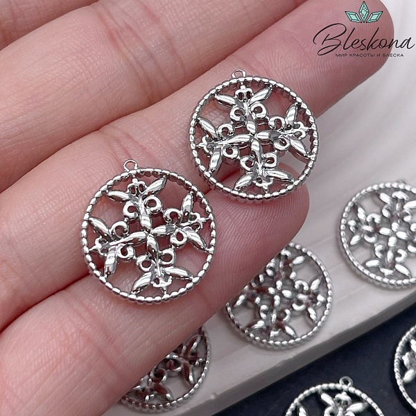 18,9*17,5 мм Цвет серебро, Подвеска круг Этно №2 