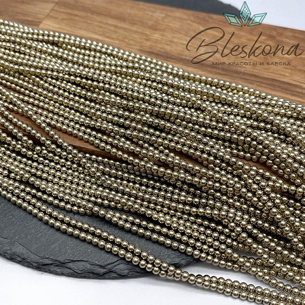 3 мм Гематин имитация, цвет темное золото №1
