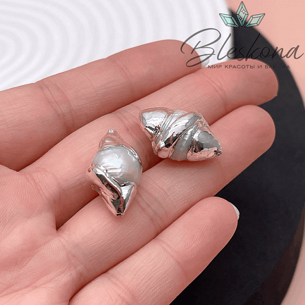 22*13 мм Цвет серебро, Бусина  Жемчуг завиток