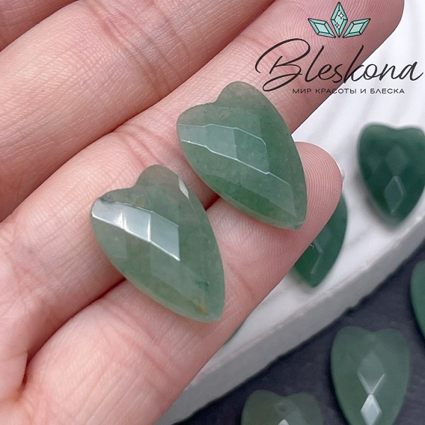 20*12 мм,Подвеска Сердце Зеленый Авантюрин алмазная огранка