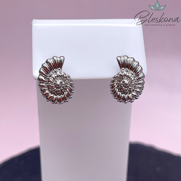 16,5*11,5 мм Цвет серебро, Швензы ракушка улитка Люкс