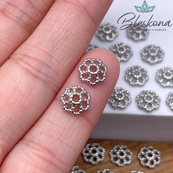 8*2,6 мм Цвет серебро, Шапочка цветок
