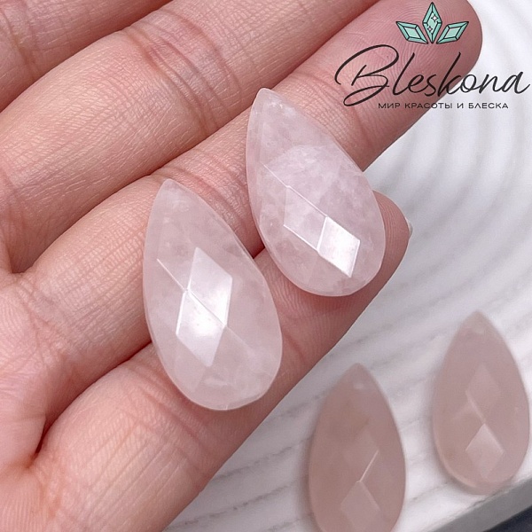 26*13 мм Подвеска капля Розовый Кварц огранка