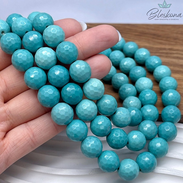 Радужный Агат огранка  бирюзовая ( имитация) 12 мм