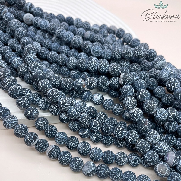 Агат Кракле черный 8 мм
