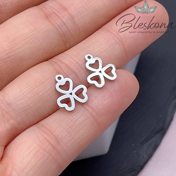 11*10 мм Цвет серебро, Подвеска Клевер контур