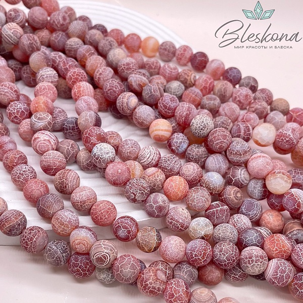 Агат Кракле светло-коричневый матовый 10 мм