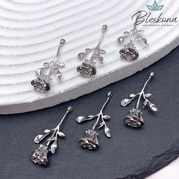 32*14,5 мм Цвет серебро, Подвеска Роза 