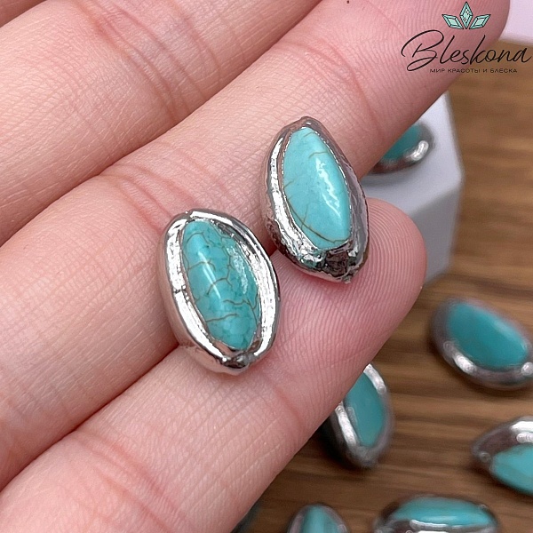 15*10 мм Цвет серебро, Бусина Магнезит в обрамлении