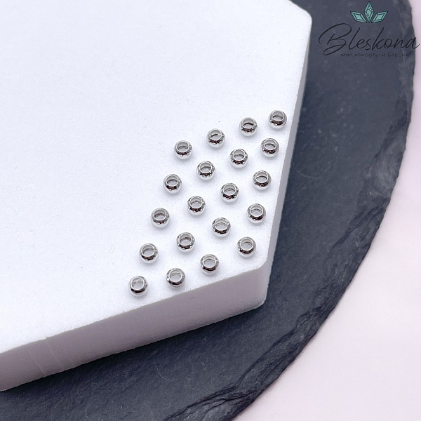 3 мм Цвет серебро, Кримпы (зажимные бусины) уп. 10 шт. 