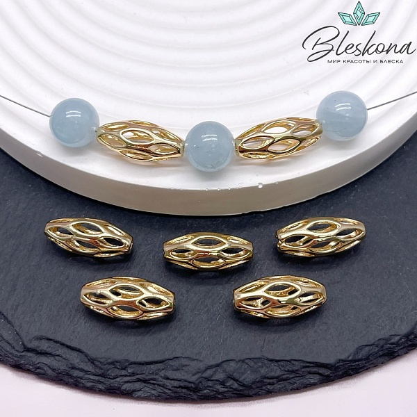 18*7,5 мм Цвет золото, Бусина рис резной