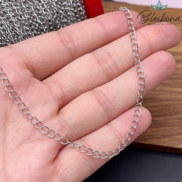 Цепь №11 цвет серебро 4*3 мм