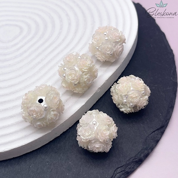 24 мм Бусина шар цветочный желтый