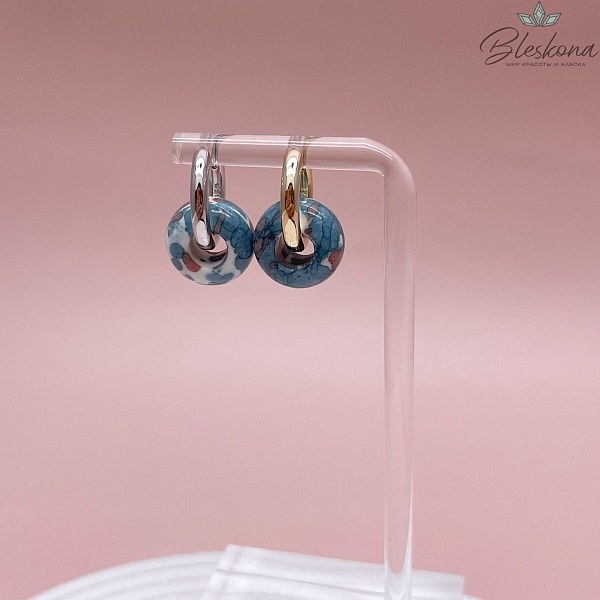 Бублик Агат белый серо- коричневые узоры (имитация) 15 мм