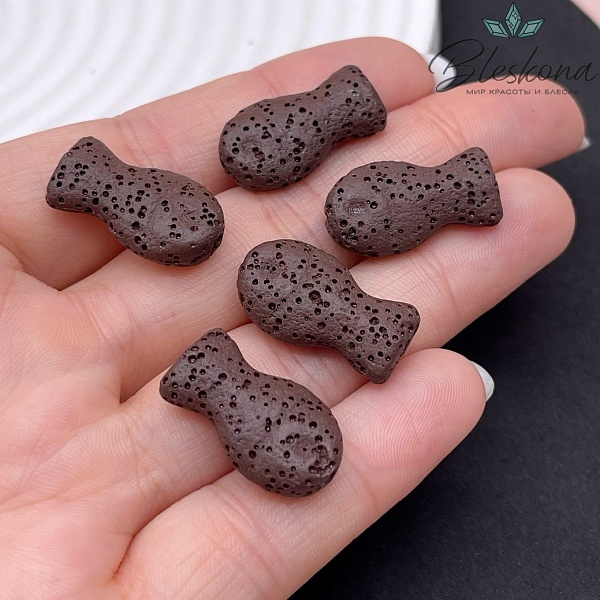 Бусина рыбка Лава Вулканическая коричневая 22*12 мм
