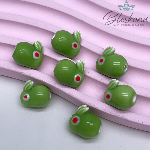 13 мм Керамика бусина кролик светло-зеленый