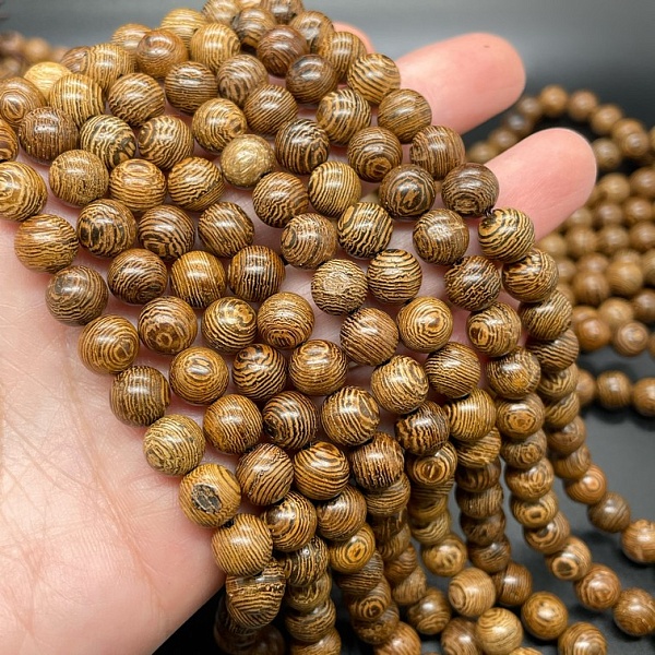 8 мм, Деревянные бусины темно-песочные