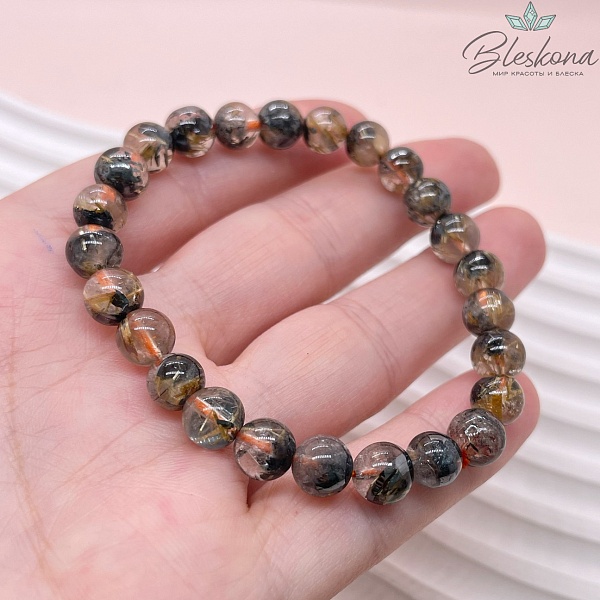  Кварц Рутиловый с включениями титана 7,5 мм сет 18 см