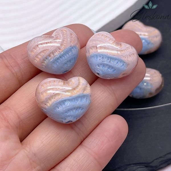 18*22 мм Бусина зефирное сердце  персиково- голубое