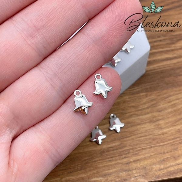 9*7 мм Цвет серебро, Подвеска Тюльпан Этно №1