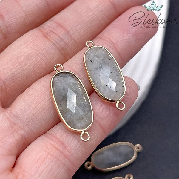 27*10,8 мм, Коннектор овал вытянутый Лабрадор огранка,цвет золото