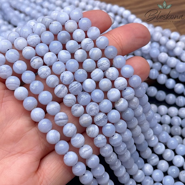 Агат голубой (Сапфирин) 6 мм №1