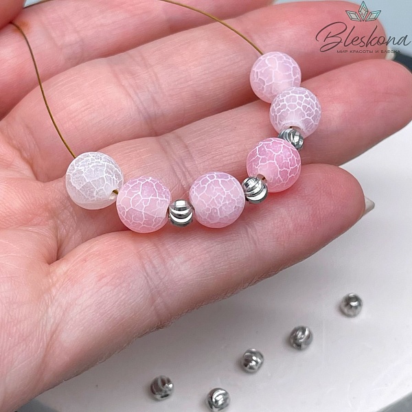 ⌀4 мм бусина резная цвет серебро Люкс уп.10шт