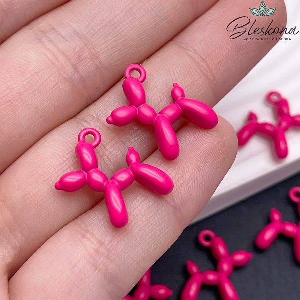 14*18 мм, Подвеска пудель малиновая эмаль