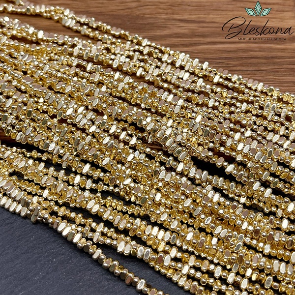 2*4 мм Гематин плоский прямоугольник, светлое золото, имитация