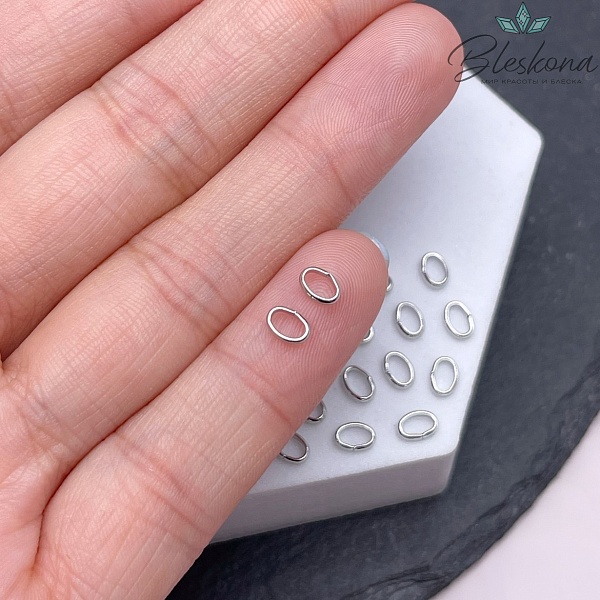 5*3,5*1,3 мм Цвет серебро, Колечки овал уп. 1 гр. 